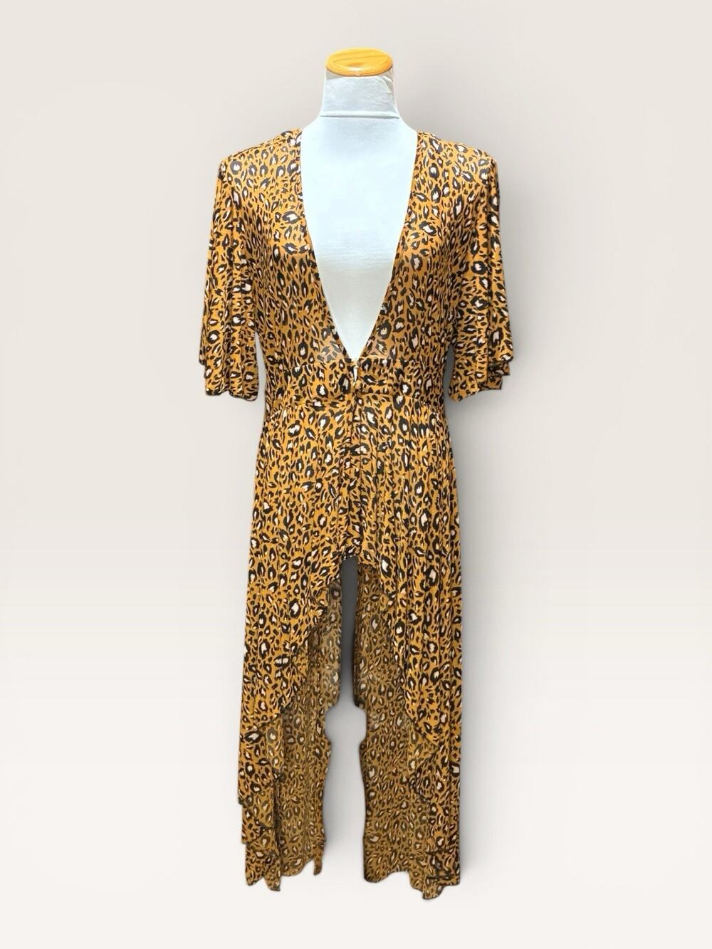 L.I.F.E. Love Is For Eternity Leopard Print Cover Up Maxi Women's Size Large